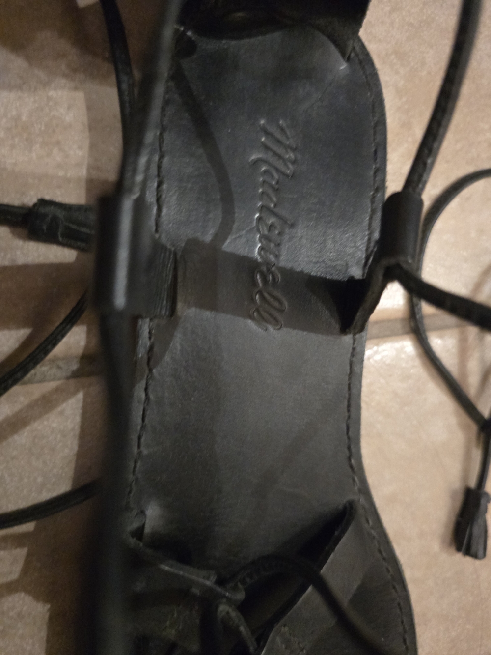 Madewell Black Lace-Up Leather Wrap Sandals - Picture 2 of 6